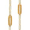 Pair of 14k yellow gold Adelaide paperclip chain pavé necklaces each featuring one citrine-encrusted link