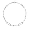 14k white gold Adelaide paperclip chain bracelet featuring two links encrusted with 1.5 mm pavé white topaz