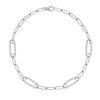 14k white gold Adelaide paperclip chain bracelet featuring four links encrusted with 1.5 mm pavé white topaz