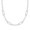 14k white gold Adelaide paperclip chain necklace featuring four links encrusted with 1.5 mm pavé white topaz