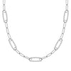 14k white gold Adelaide paperclip chain necklace featuring five links encrusted with 1.5 mm pavé white topaz