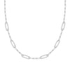 14k white gold Adelaide paperclip chain necklace featuring six links encrusted with 1.5 mm pavé white topaz