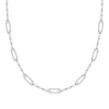 14k white gold Adelaide paperclip chain necklace featuring seven links encrusted with 1.5 mm pavé white topaz