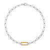14k white gold Adelaide paperclip chain bracelet featuring one link encrusted with 1.5 mm pavé citrines