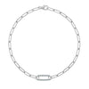 14k white gold Adelaide paperclip chain bracelet featuring one link with twenty-eight 1.5 mm pavé alexandrites