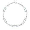 14k white gold Adelaide paperclip chain bracelet featuring five links encrusted with 1.5 mm pavé Nantucket blue topaz