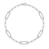 14k white gold Adelaide paperclip chain bracelet featuring five links encrusted with 1.5 mm pavé aquamarines
