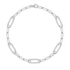 14k white gold Adelaide paperclip chain bracelet featuring five links encrusted with 1.5 mm pavé white topaz