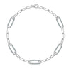 14k white gold Adelaide paperclip chain bracelet featuring five links encrusted with 1.5 mm pavé alexandrites