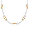 14k white gold Adelaide paperclip chain necklace featuring five links encrusted with 1.5 mm pavé citrines