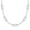 14k white gold Adelaide paperclip chain necklace featuring five links encrusted with 1.5 mm pavé alexandrites