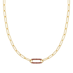 Adelaide 1 Pavé Garnet Link Necklace in 14k Gold (January)