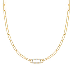 Adelaide 1 Pavé White Topaz Link Necklace in 14k Gold (April)