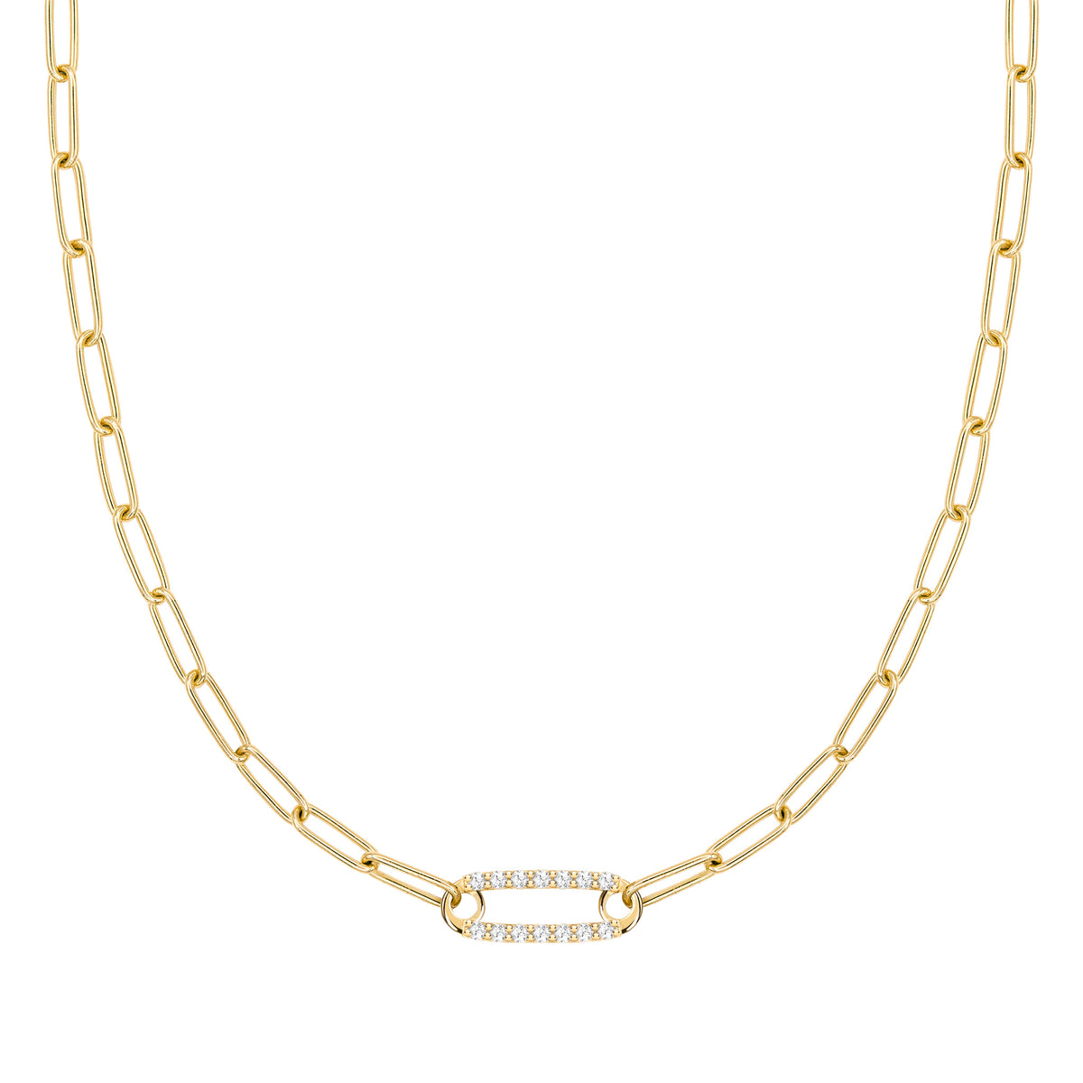 14K White Gold Diamond Paperclip Chain Bracelet