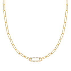 Adelaide 1 Pavé Diamond Link Necklace in 14k Gold (April)