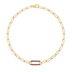 Adelaide 1 Pavé Garnet Link Bracelet in 14k Gold (January)