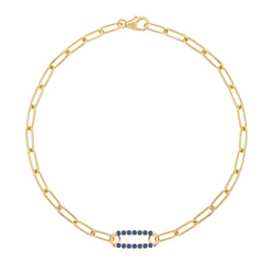 Adelaide 1 Pavé Sapphire Link Bracelet in 14k Gold (September)