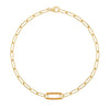 14k yellow gold Adelaide paperclip chain bracelet featuring one link encrusted with 1.5 mm pavé citrines - front view