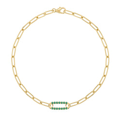 Adelaide 1 Pavé Emerald Link Bracelet in 14k Gold (May)