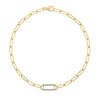 14k yellow gold Adelaide paperclip chain bracelet featuring one link with twenty-eight 1.5 mm pavé alexandrites - front view