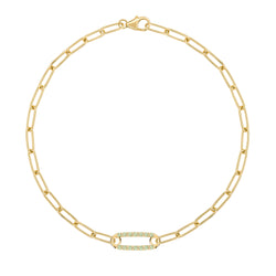 Adelaide 1 Pavé Peridot Link Bracelet in 14k Gold (August)