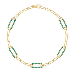 Adelaide 5 Pavé Emerald Link Bracelet in 14k Gold (May)
