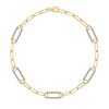 14k yellow gold Adelaide paperclip chain bracelet featuring five links encrusted with 1.5 mm pavé alexandrites - front view