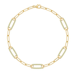 Adelaide 5 Pavé Peridot Link Bracelet in 14k Gold (August)