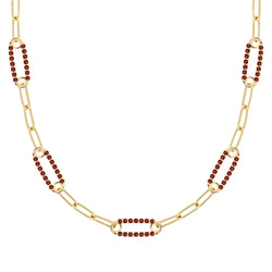 Adelaide 5 Pavé Garnet Link Necklace in 14k Gold (January)