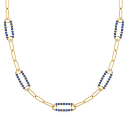 Adelaide 5 Pavé Sapphire Link Necklace in 14k Gold (September)