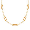 14k yellow gold Adelaide paperclip chain necklace featuring five links encrusted with 1.5 mm pavé citrines - front view