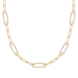 Adelaide 5 Pavé Diamond Link Necklace in 14k Gold (April)