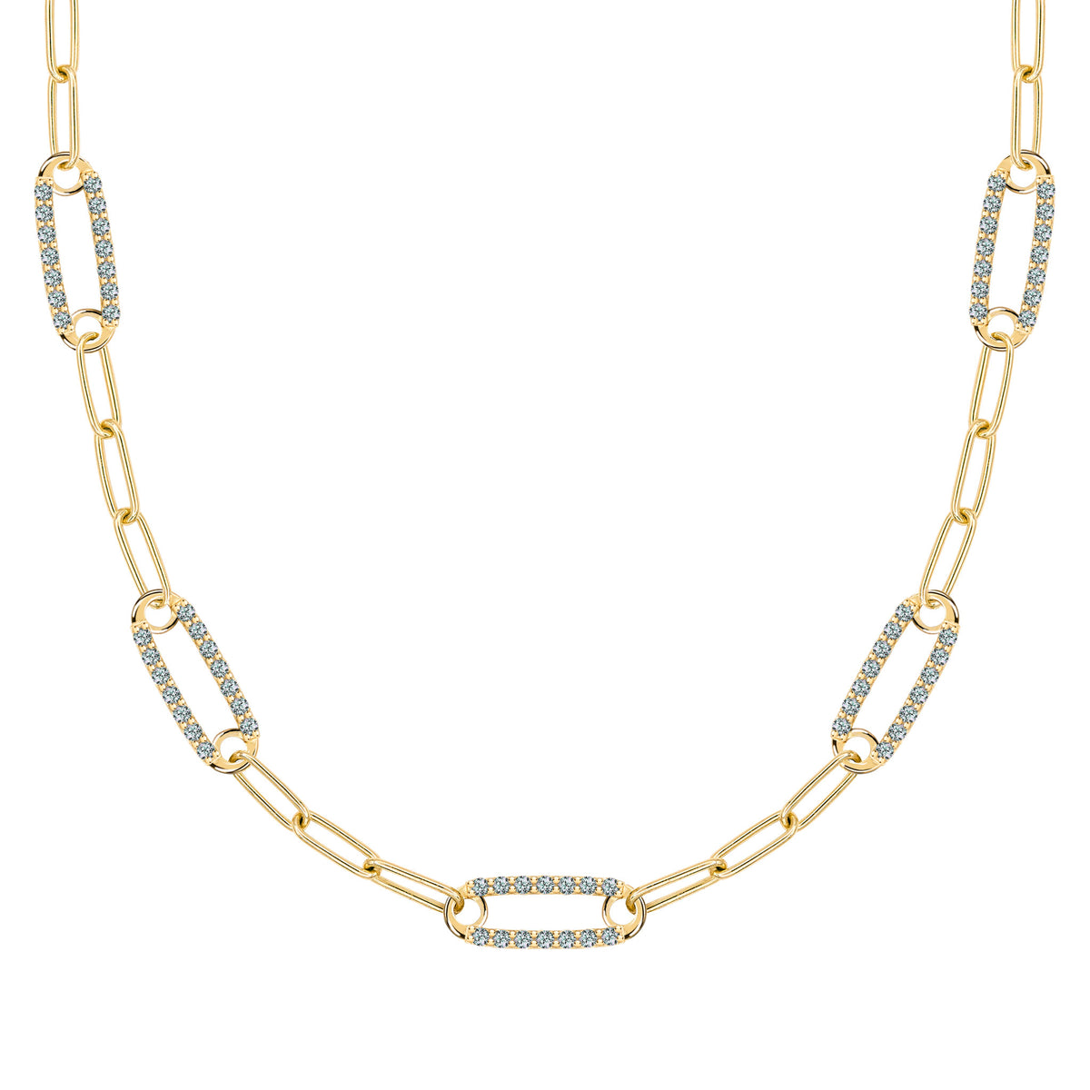 Diamond Carabiner Necklace 20 Inches / 14K Yellow Gold