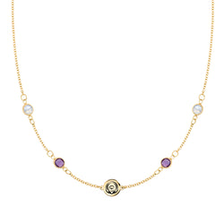 Joy Over Everything Disc & 4 Stone Necklace in 14k Gold