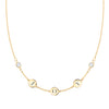 Joy Over Everything 14k yellow gold Necklace featuring two 4 mm Moonstones and three 1/4