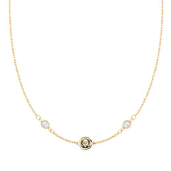 Joy Over Everything Disc & 2 Stone Necklace in 14k Gold