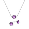 Grand 14k white gold cable chain necklace and stud earrings featuring 6 mm briolette cut bezel set amethysts