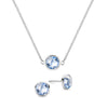Grand 14k white gold cable chain necklace and stud earrings featuring 6 mm briolette cut bezel set aquamarines