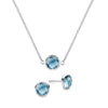 Grand 14k white gold cable chain necklace and stud earrings featuring 6 mm briolette cut bezel set Nantucket blue topaz