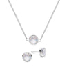 Grand 14k white gold cable chain necklace and stud earrings featuring 6 mm briolette cut bezel set moonstones