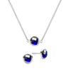 Grand 14k white gold cable chain necklace and stud earrings featuring 6 mm briolette cut bezel set sapphires