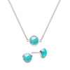 Grand 14k white gold cable chain necklace and stud earrings featuring 6 mm briolette cut bezel set turquoise