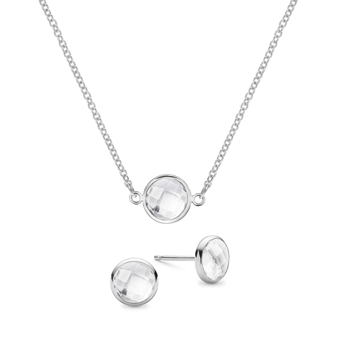 14k White Gold Necklace & Earrings Set With Briolette White Topaz — Elegant Jewelry Gift