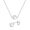 Grand 14k white gold cable chain necklace and stud earrings featuring 6 mm briolette cut bezel set white topaz