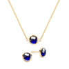 Grand 14k yellow gold cable chain necklace and stud earrings featuring 6 mm briolette cut bezel set sapphires - front view