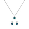 Pair of Greenwich white gold earrings and a Greenwich white gold necklace featuring 4 mm alexandrites and 2.1 mm diamonds