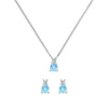 Pair of Greenwich white gold earrings & a Greenwich white gold necklace featuring 4 mm Nantucket blue topaz & 2.1 mm diamonds