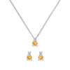 Pair of Greenwich white gold earrings and a Greenwich white gold necklace featuring 4 mm citrines and 2.1 mm diamonds