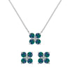 Pair of Greenwich earrings and a necklace in 14k white gold featuring 4 mm alexandrites and 2.1 mm diamonds