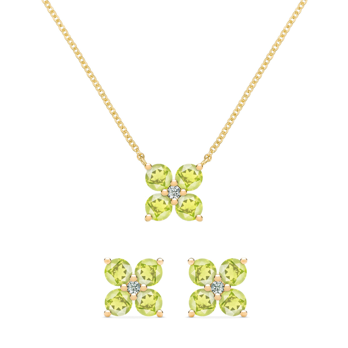 Greenwich Flower Sapphire & Diamond Necklace in 14k Gold (September)